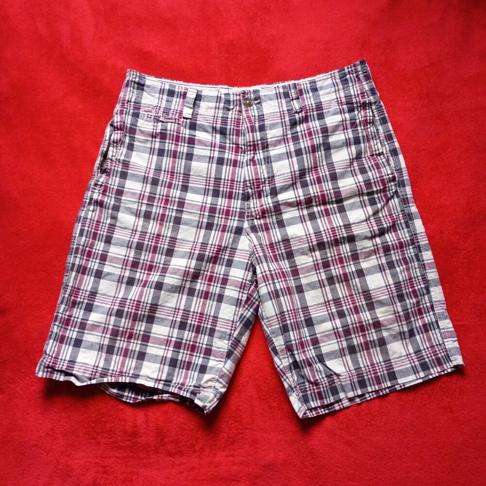 Vintage American Eagle Plaid Baggy Chino Shorts Mens Size 36 Long Y2K 90s Preppy